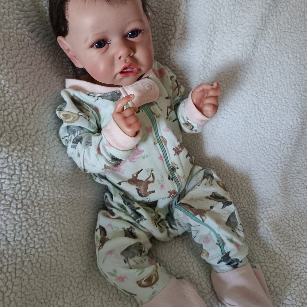 Reborn Like Realistic Baby Doll with Animal Print Outfit. Pretty Weighted